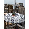 thumbnail image 2 of Outdoor Tablecloth with Umbrella Hole for Patio/Picnic/Party/Camping, Blue Tropical Plant Waterproof Table Cloth Round Cover Washable, Summer Coconut Trees Coastal Nautical (Dia 54"), 2 of 8