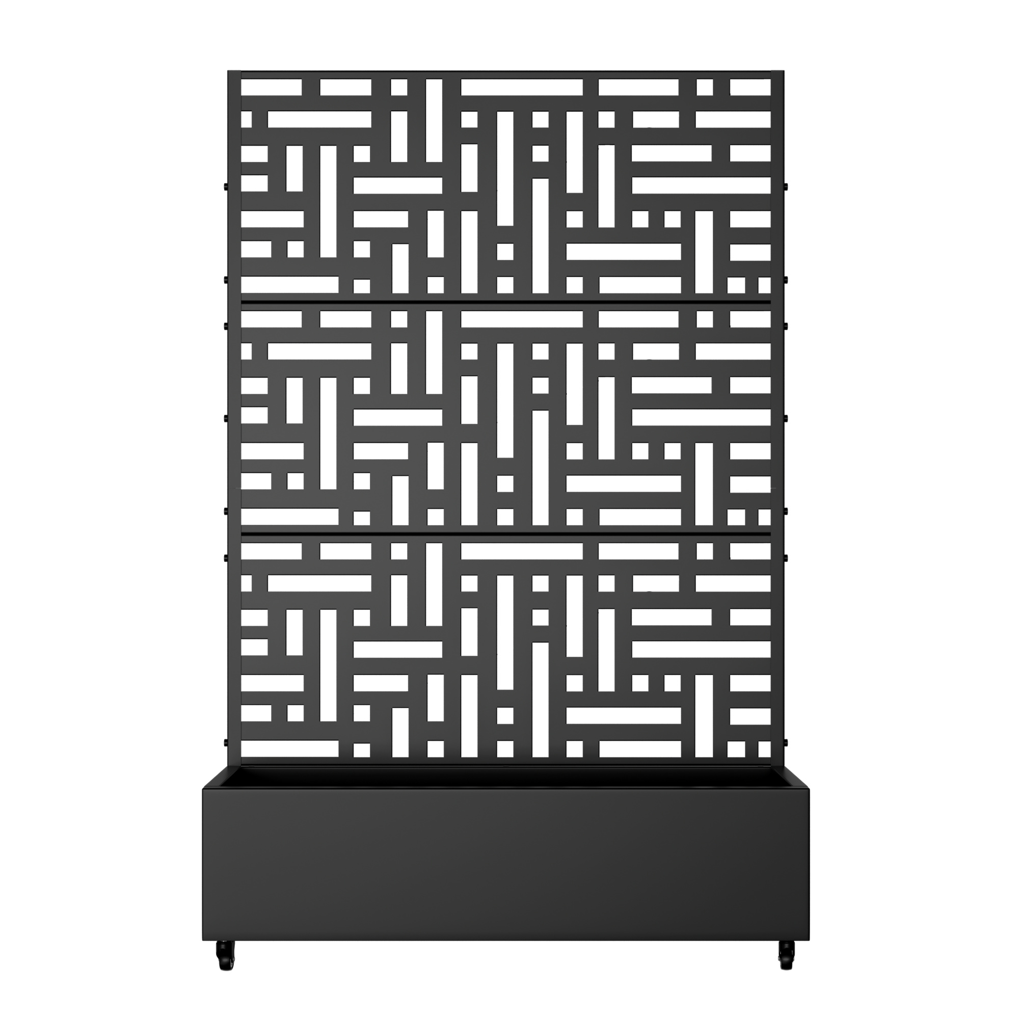 MAYEERTY 72"x47" Metal Rectangle Flower Pots and Planter Raised Garden Bed with Trellis for Vine Climbing Plants, Black