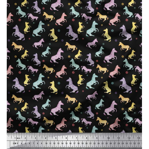 Soimoi Black Cotton Duck Fabric Wild Animal Decor Fabric Printed BTY 42 Inch Wide