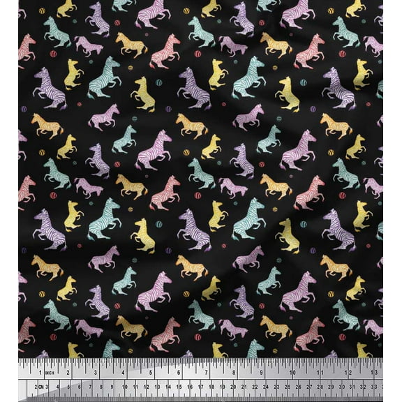 Soimoi Black Cotton Duck Fabric Wild Animal Decor Fabric Printed BTY 42 Inch Wide