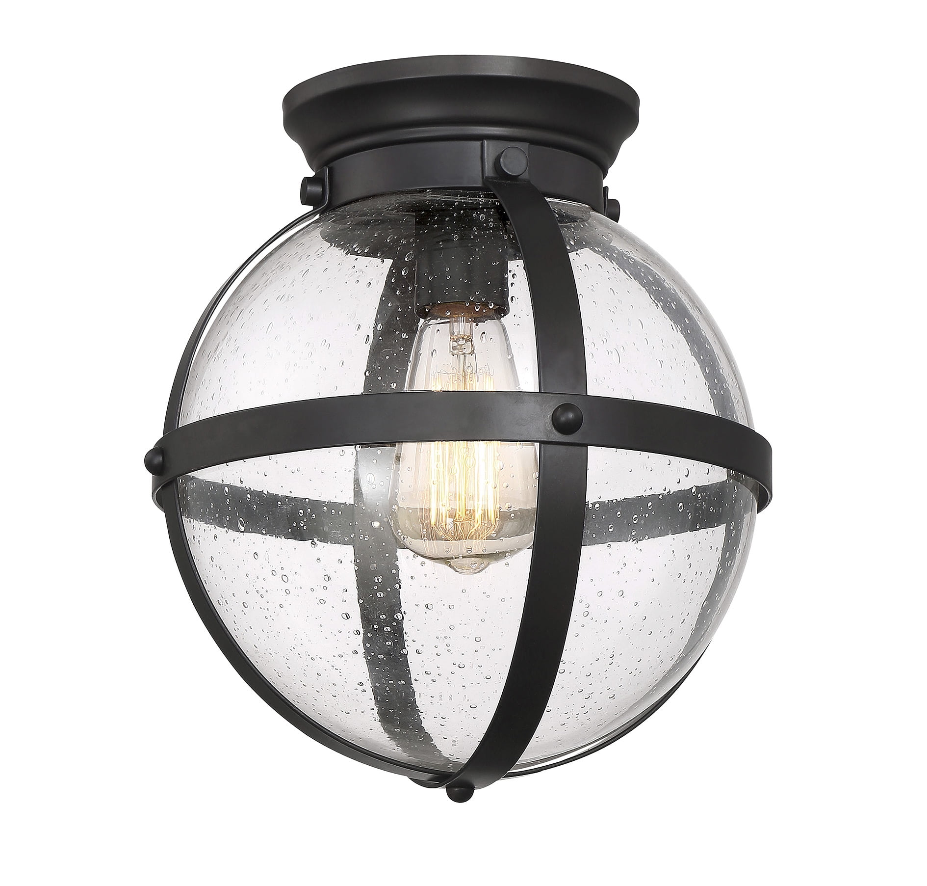 1Light Oil Rubbed Bronze Flush Mount with Clear Seeded Glass Walmart