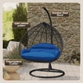 thumbnail image 3 of LeisureMod Hanging Swing Chair Two-Person Seater Egg Chair Black Frame in Teardrop Design with Armrest Removable Zippered Washable Polyester Cushion Cover for Indoor and Patio Recluse Collection, 3 of 11