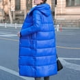 thumbnail image 6 of Clearance LYXSSBYX Jackets for Women Clearance Women's Down Jacket Loose Hooded Knee-length Long Glossy Disposable Cotton Coat Women's Extended Thickened Cotton Coat, 6 of 9