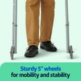thumbnail image 2 of Medline Bariatric Folding Walker for Seniors, Heavy Duty, Lightweight, 5-In Wheels, 400 lb Weight Capacity, Steel, Silver, 2 of 7