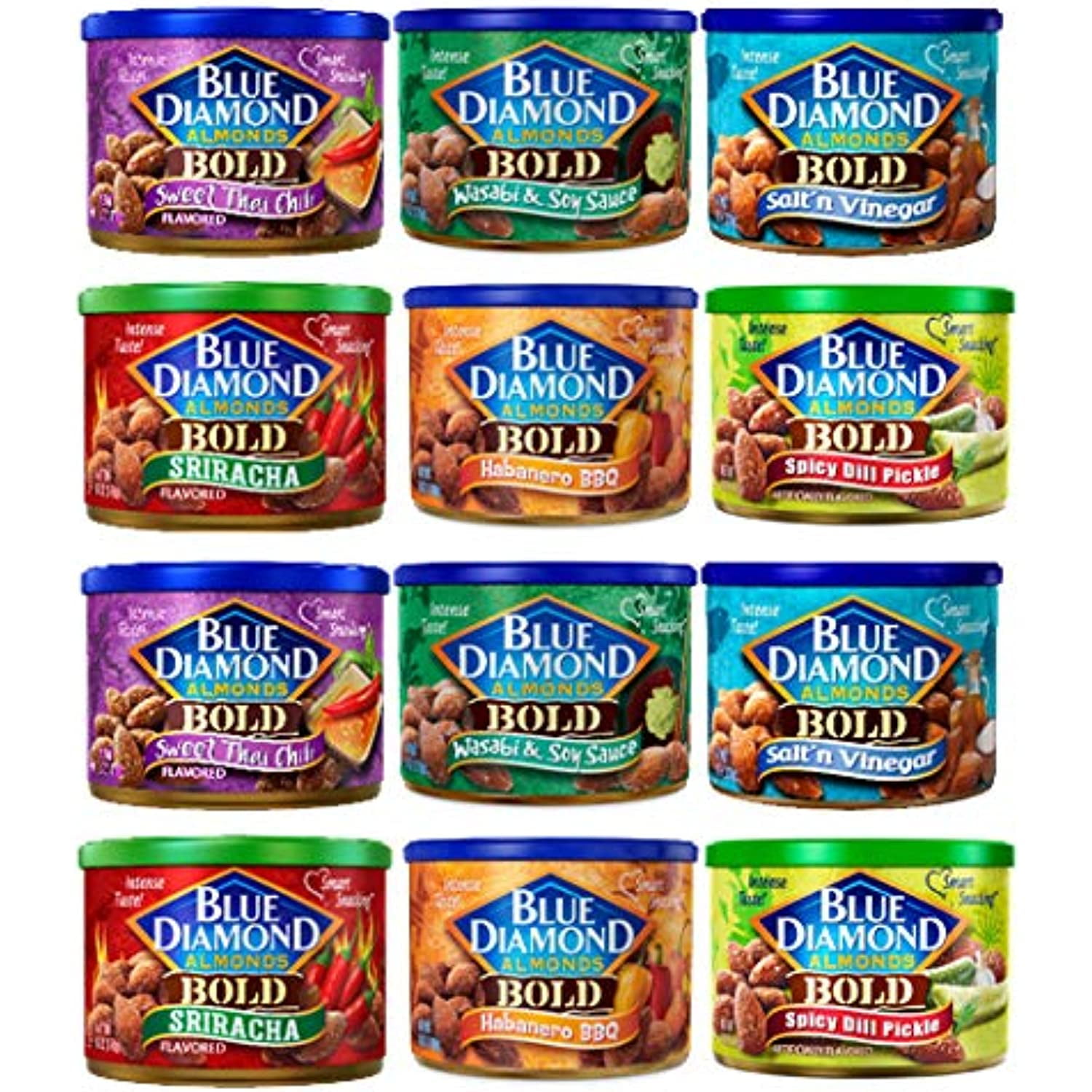 Blue Diamond Almonds Variety Bold Flavors 6Ounce Can (Pack Of 12 Cans