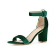 thumbnail image 3 of Perphy High Block Heel Buckle Ankle Strap Sandals for Women Green 8, 3 of 6