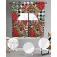 thumbnail image 2 of Christmas Swag Kitchen Curtains Sets for Windows 24 Inch Length, Red Cardinal Bird Poinsettia Pine Needles Plaid Short Window Curtain Panels Swags Valances and Tiers 3 Piece Set for Cafe/Dining Room, 2 of 5