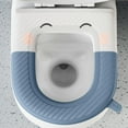 thumbnail image 4 of Qocolhg Bathroom Soft Thicker Warmer with Snaps Fixed Stretchable Washable Plastics Toilet Seat Cover Pads, Easy Installation& Cleaning, Clearance, Blue, 4 of 6