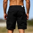 thumbnail image 5 of LMOIPLI Men's Solid Color Cargo Pants Button Waist Casual Fashionable Shorts With Pockets Black 32, 5 of 9