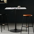 thumbnail image 3 of Hyxoo 31.5" Square Pub Table Height Adjustable 27.6"-36" Cocktail Table with Metal Base MDF Top Non-Rotatable for Dining Bistro Café Home Bar-31.5 IN-White, 3 of 6
