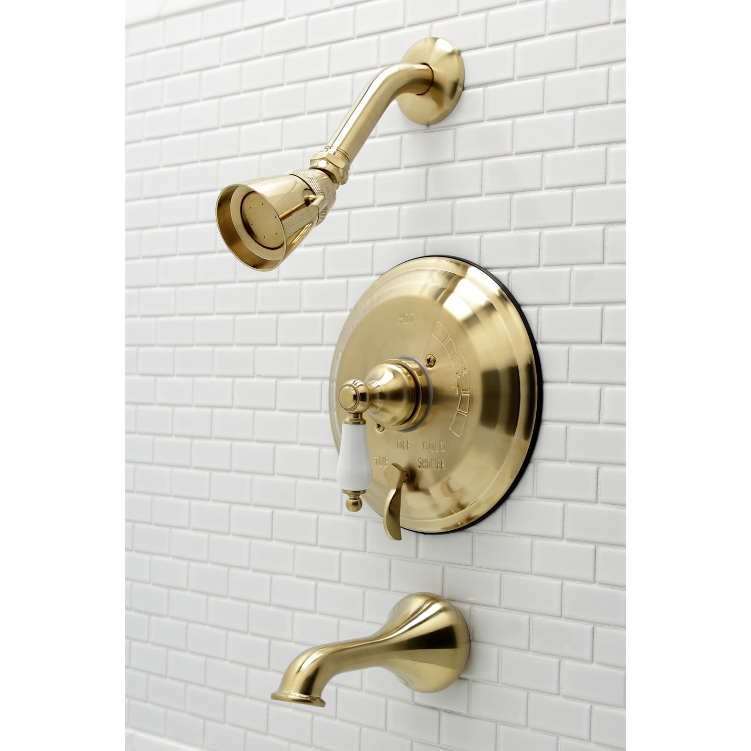 Kingston Brass KB36370PL Restoration Tub and Shower Faucet, Brushed Brass