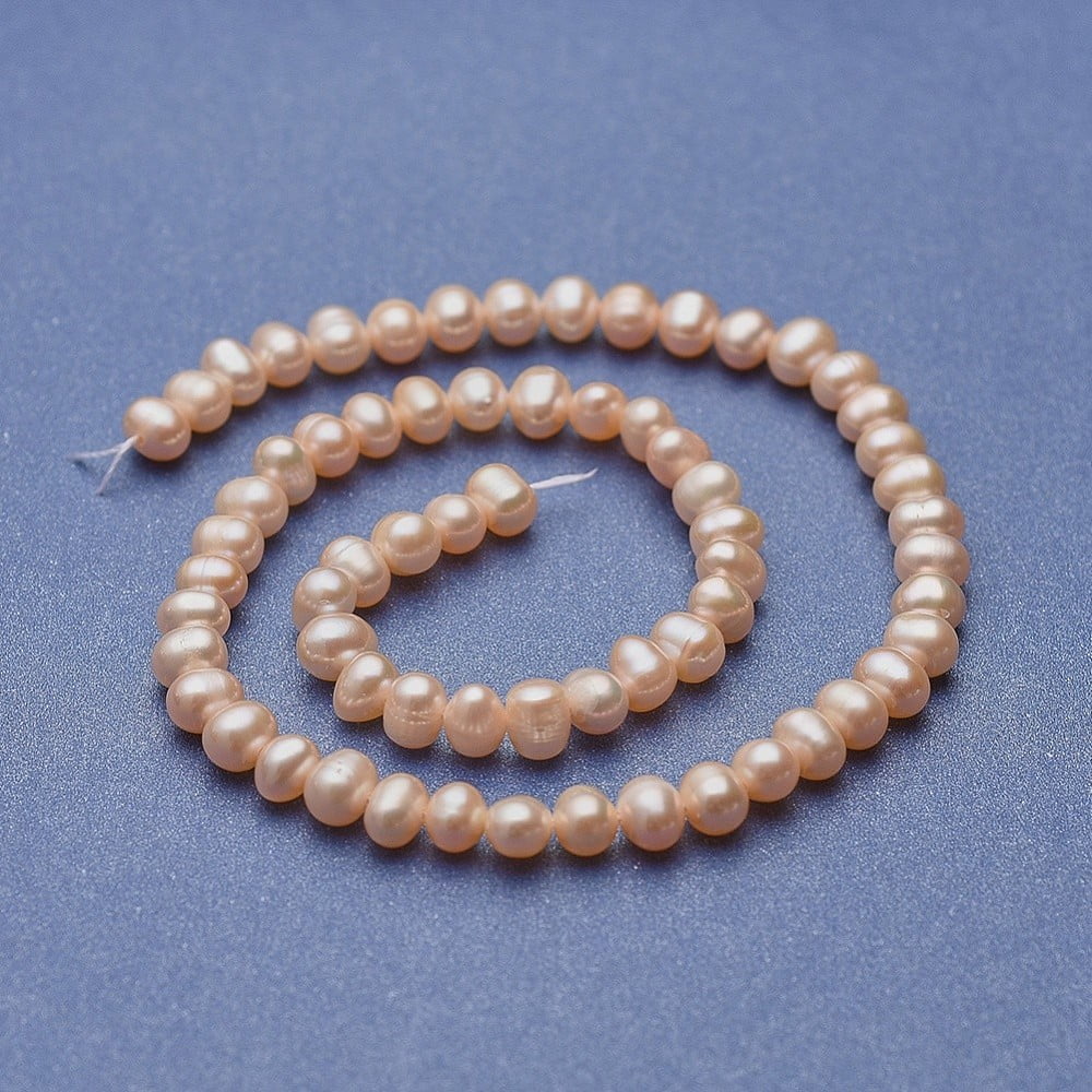 1 Strand Natural Cultured Freshwater Pearl Beads Strands Potato Bisque 5.5~7x5~6mm Hole: 0.6mm about 66pcs/strand 14.17 inch(36cm)DIY