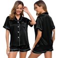 thumbnail image 5 of Pyjamas Gift compatible Women, Soft Satin Pjs Set Two Piece Silk Pyjamas Gift compatible Ladies Button Down Sleepwear Loungewear Size S-XXL, 5 of 5