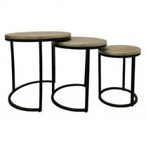 HomeRoots 488533 19 x 18 x 18 in. Black & Silver Round Nested Table - Set of 3