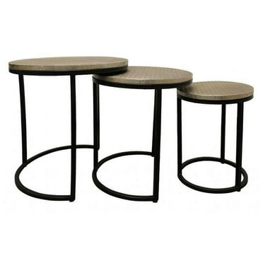HomeRoots 488533 19 x 18 x 18 in. Black & Silver Round Nested Table - Set of 3