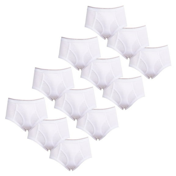 12 Pack Men's Briefs 100% Cotton Tag-Free Classics Elastic Waist Moisture Wicking Tagless Underwear S-XL Regular Big & Tall Soft Breathable Menswear