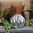 thumbnail image 2 of Collection Tendances Urbaines 21452 Vase Rond Bas en Céramique avec Petite Lèvre Ronde & & & Gaufré Wave Design&44; Mat & Argent, 2 of 2