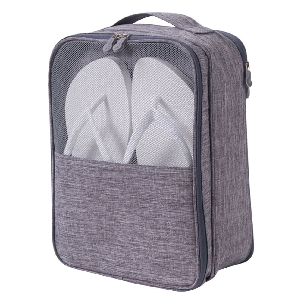 HOOWIFFY Grey Travel Shoe Bag with Hanging Hook, Large Capacity Organizer for Shoes and Accessories Storage