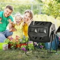 thumbnail image 2 of Outsunny 43 Gallon (160L) Tumbling Compost Bin Outdoor Dual Chamber 360° Rotating Composter with Sliding Doors, Solid Steel Frame and Gloves, Black, 2 of 9