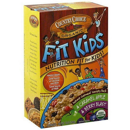 Country Choice Organic Fit Kids Caramel Apple & Berry Blast Instant Oatmeal, 10 oz (Pack of 6)