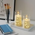 thumbnail image 4 of BAO  Flickering Flameless Candles with Remote,Acrylic LED Candles with Embedded Star String,Battery Operated Candle, for Home and Holiday Decoration Set of 3（Ivory）, 4 of 16