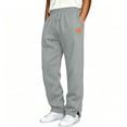 thumbnail image 2 of SYwaren Men's Athletic Sweatpants Straight Leg Drawstring Split Hem Solid Color Leather Patch Casual, 2 of 7