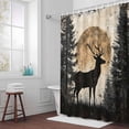 thumbnail image 5 of Elk Forest Fabric Shower Curtain Retro Moon Animal Oil Painting Washable Shower Curtains for Bathroom, Waterproof Bath Curtain with Hooks Home Decor 72x84in, 5 of 8