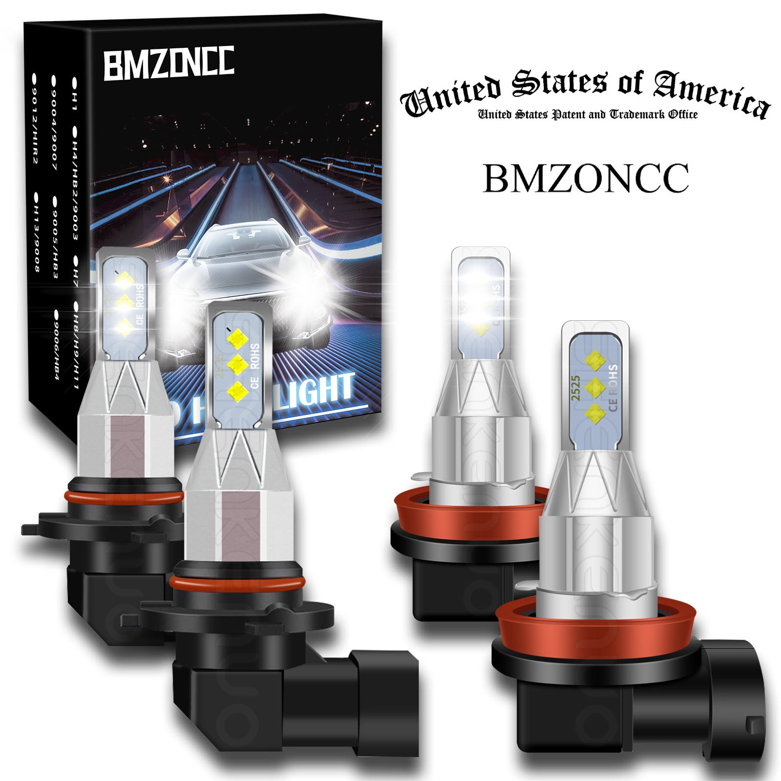 9007 Led Headlight Bulb 4X AUXITO 9005/9006 LED Headlight Bulb Combo Kit &ndash; 6500K Super White, 6000LM Per Bulb, High/Low Beam Auxito Led Headlight