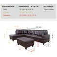 thumbnail image 3 of Ponliving Furniture Faux Leather Sectional Set, Living Room L-Shaped Modern Sofa Set, with Storage Ottoman and Matching Pillows, Right Facing Brown, 3 of 4