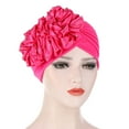 thumbnail image 2 of yunLXY Summer Caps Hot Pink Muslim hat Women Solid Beading India Hat Ruffle Cancer Chemo Hat Beanie Wrap Cap One Size 1PC, 2 of 2