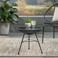 thumbnail image 2 of Noble House Nusa Outdoor Tempered Glass Top Faux Rattan Side Table in Black, 2 of 10