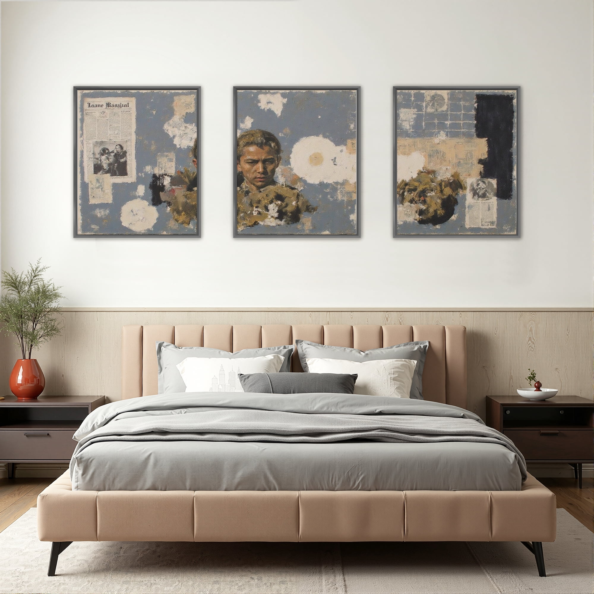 MAYEERTY Modern Abstract Wall Art Painting, Living Room Decor, Black Aluminum Alloy Frame, 15.7"x11.8"