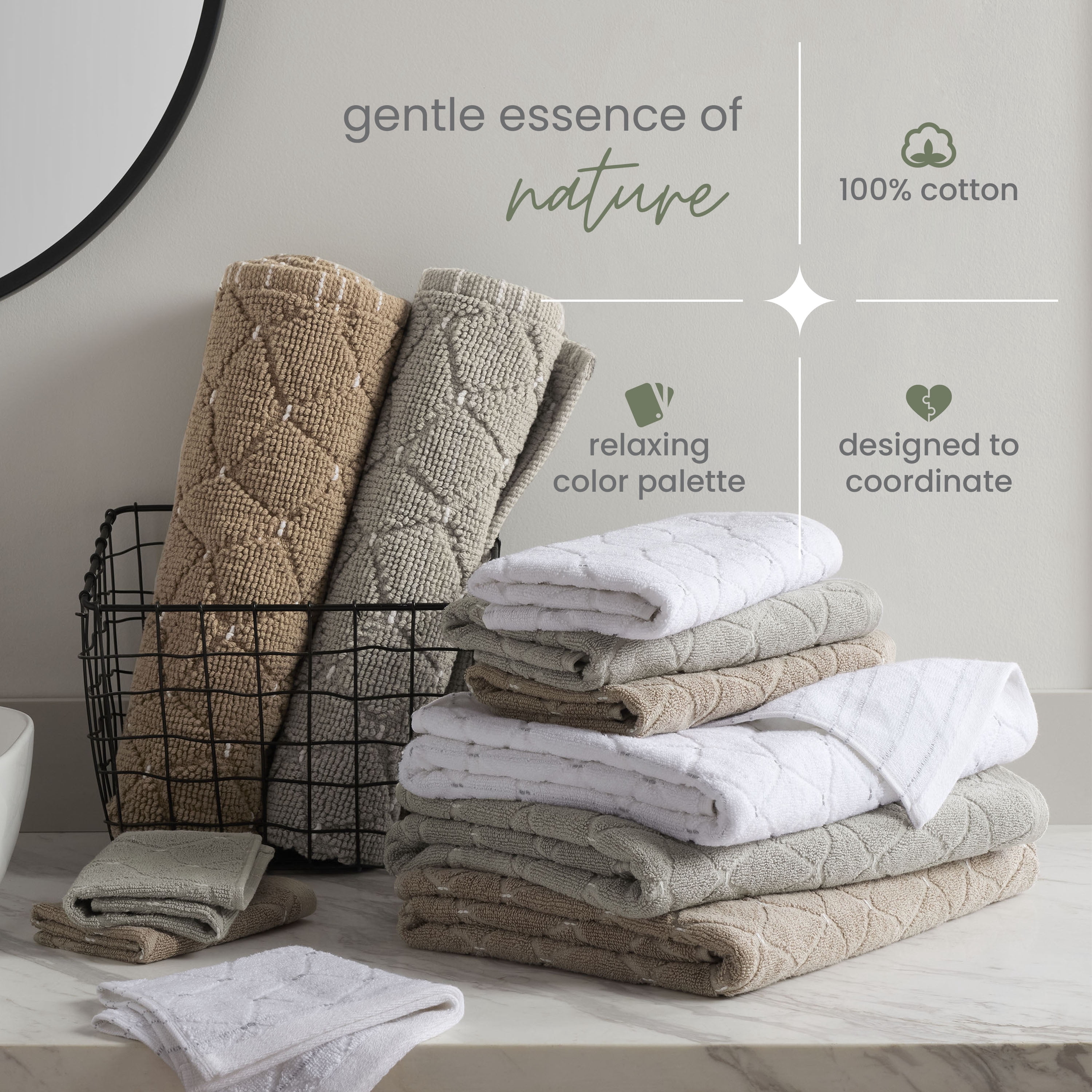 Martex Restore Geometric Cotton Bath Rug, 20" x 32", Diamond Grey