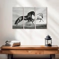 thumbnail image 2 of Elephant Stock Sprinting Arabian Horses Wall Art - Horizontal Multi Panel Canvas - Living Room Wall Decor - Animal Multi Panel - Gray And Black Decor - 23" x 14", 2 of 4