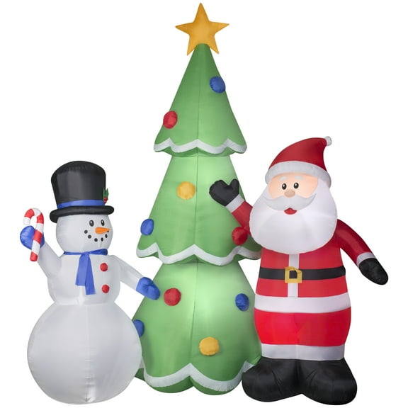 Airblown Inflatables Santa and Snowman Tree Scene