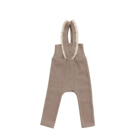 

Zlekejiko Baby Girls Boys Cotton Summer Autumn Ribbed Long Pants Suspender Pants