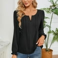 thumbnail image 6 of Jesscasday V Neck Puff Long Sleeve Shirt Pleated Chiffon Blouse For Women Office Attires, 6 of 14