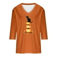 thumbnail image 5 of WMTBSRSW Casual 3/4 Sleeve V Neck Shirt for Women Funny Holiday Graphic Tee Fall Winter Loose Thanksgiving Pumpkin Print Tunic Tops, 5 of 5