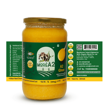 32 Oz MoreA2 Ghee ((Natural Grass Fed A2 Cow, Ancient Cultured Ghee)