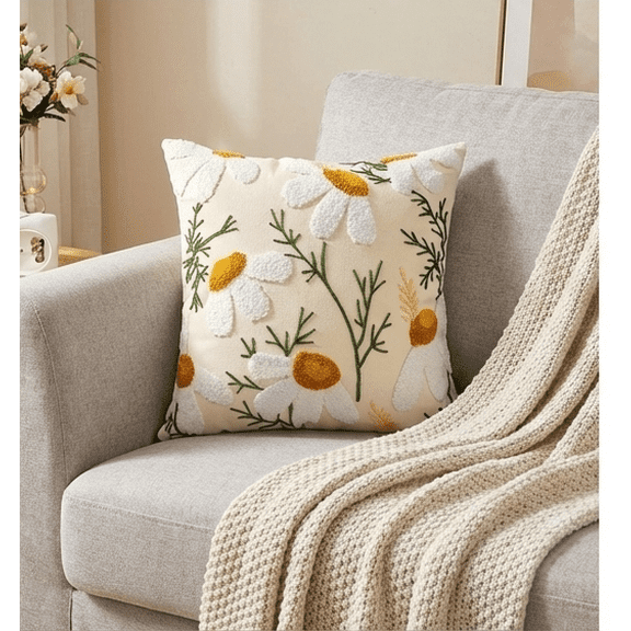 Linen Lining Cotton Cushion Covers Pack of 2, 18x18 Inch Jaipur Style Decorative Pillow Covers for Sofa, Couch, Living Room & Bedroom, Soft Breathable Square Cushion Cases Without Insert
