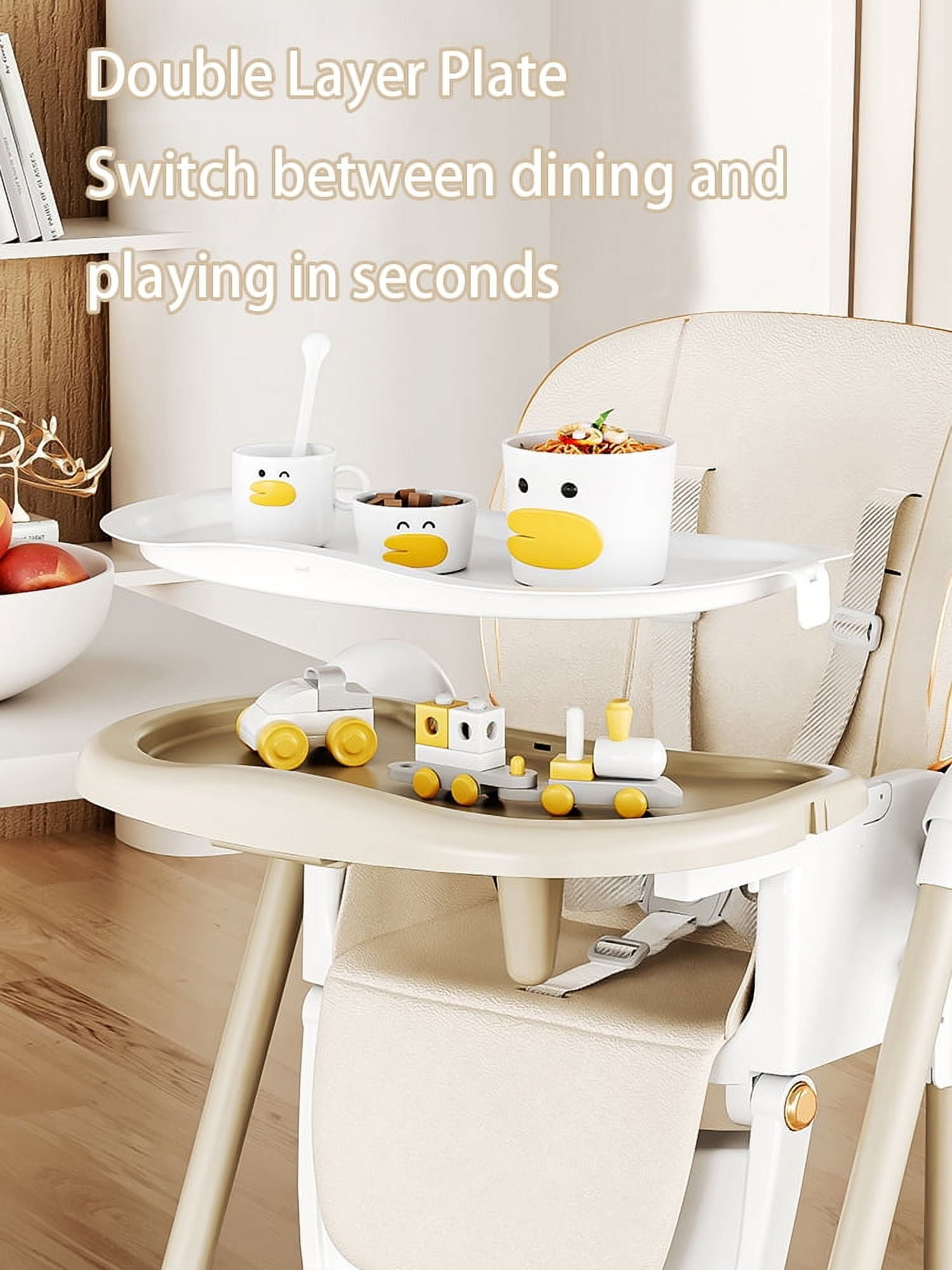 3 in 1 Baby Swing Convertible BabyHigh Chair,Portable Baby Feeding Chairs,Baby Folding Dining Chairs for Babies and Toddlers,Adjustable Height,Unisex,KHAKI