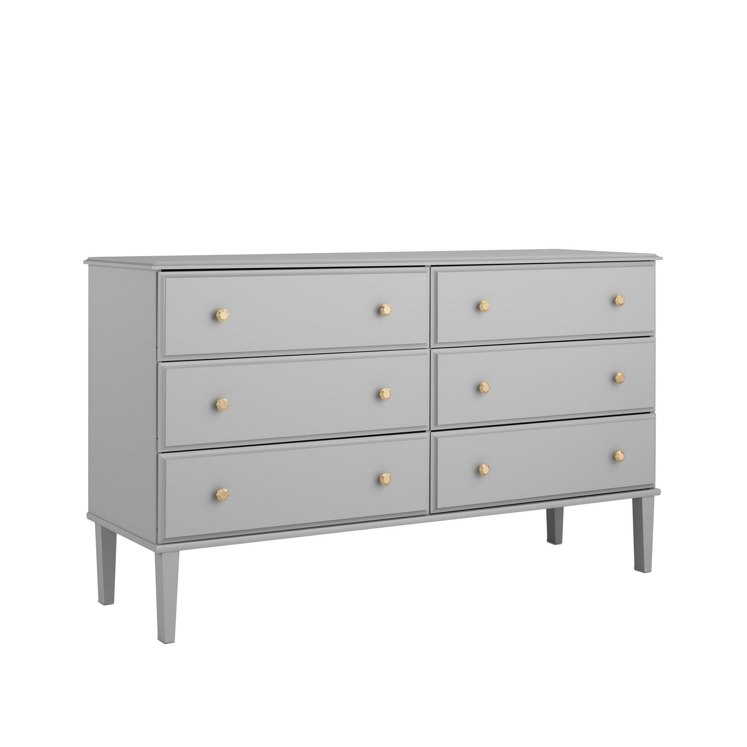 Prepac Lux Grey 6 Drawer 18.5"D x 56.25"W x 33"H Dresser