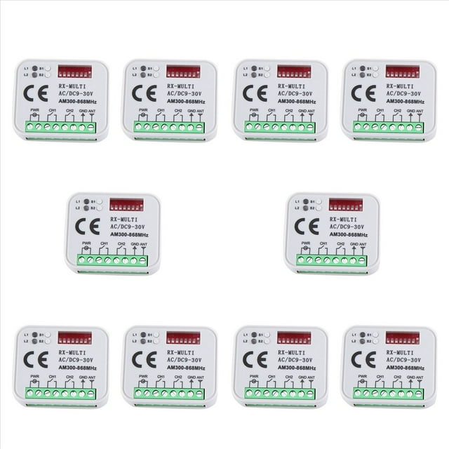 10X Receptor Universal RX Multifrecuencia 300-868MHz 2CH 12V 24V MóDulo de Relé Control Remoto para Puerta de Garaje 433.92MHz 868MHz
