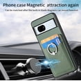 thumbnail image 3 of Phone Case for Google Pixel 7A 5G 2023 Wallet Cover with Tempered Glass Screen Protector and Slim Ring Stand Credit Card Holder Magnetic Leather Cell Accessories Pixel7A A7 Women Men Green, 3 of 7