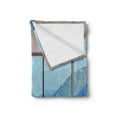 thumbnail image 2 of Seascape Soft Flannel Fleece Throw Blanket, Beach Seaside Hills Trees View from Window Illustration Summer Exotic Outdoorsy, Cozy Plush for Indoor and Outdoor Use, 50" x 60", Blue Brown, by Ambesonne, 2 of 5