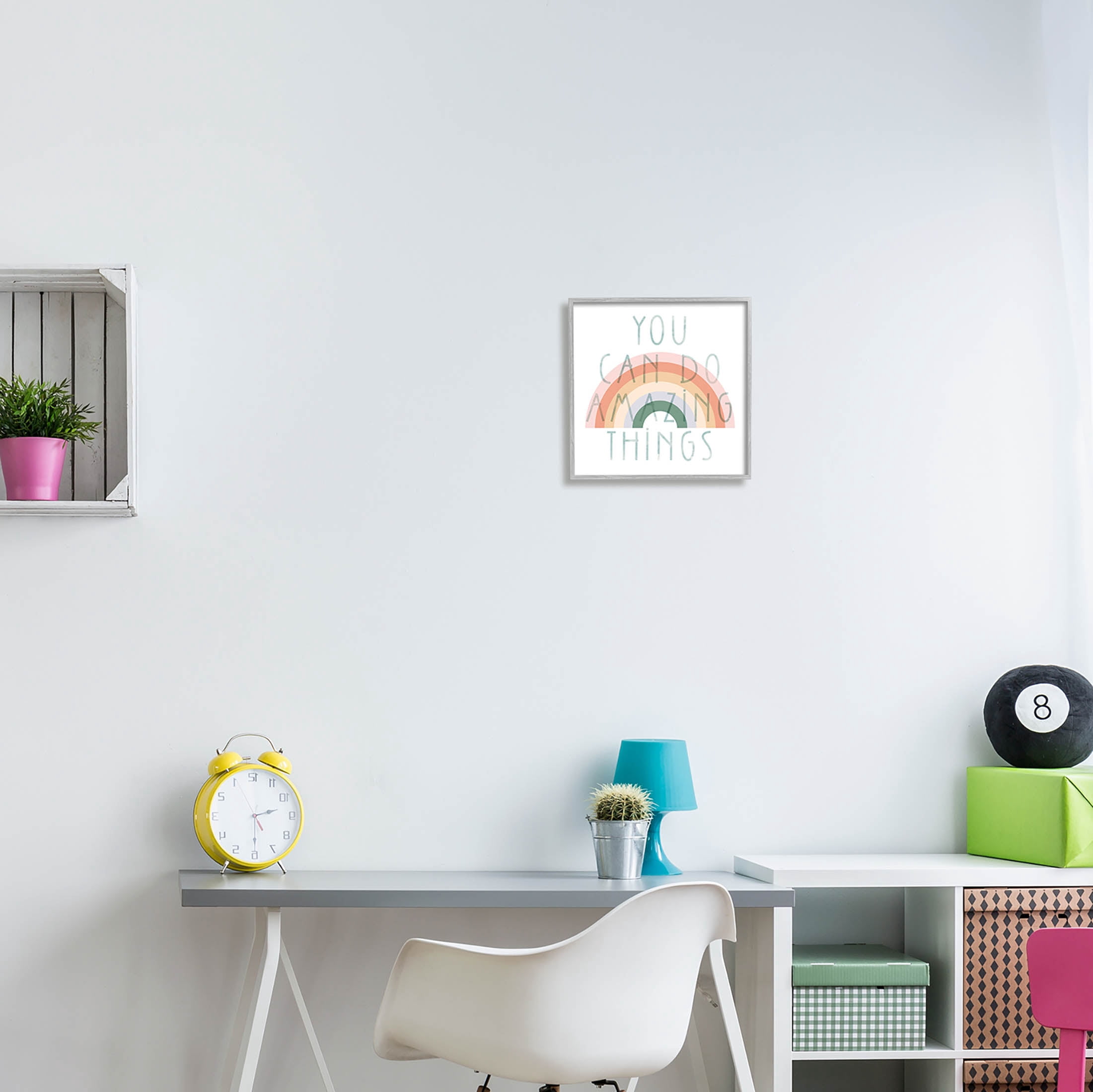 Stupell Industries Motivational Pastel Rainbow Graphic Art Gray Framed Art Print Wall Art, Design by Daphne Polselli