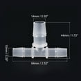 thumbnail image 2 of Uxcell 10x14x10mm OD PP Reducing Barb Hose Fitting Tee T Shape 3 Way Pipe Connector, Translucent 2 Pack, 2 of 5