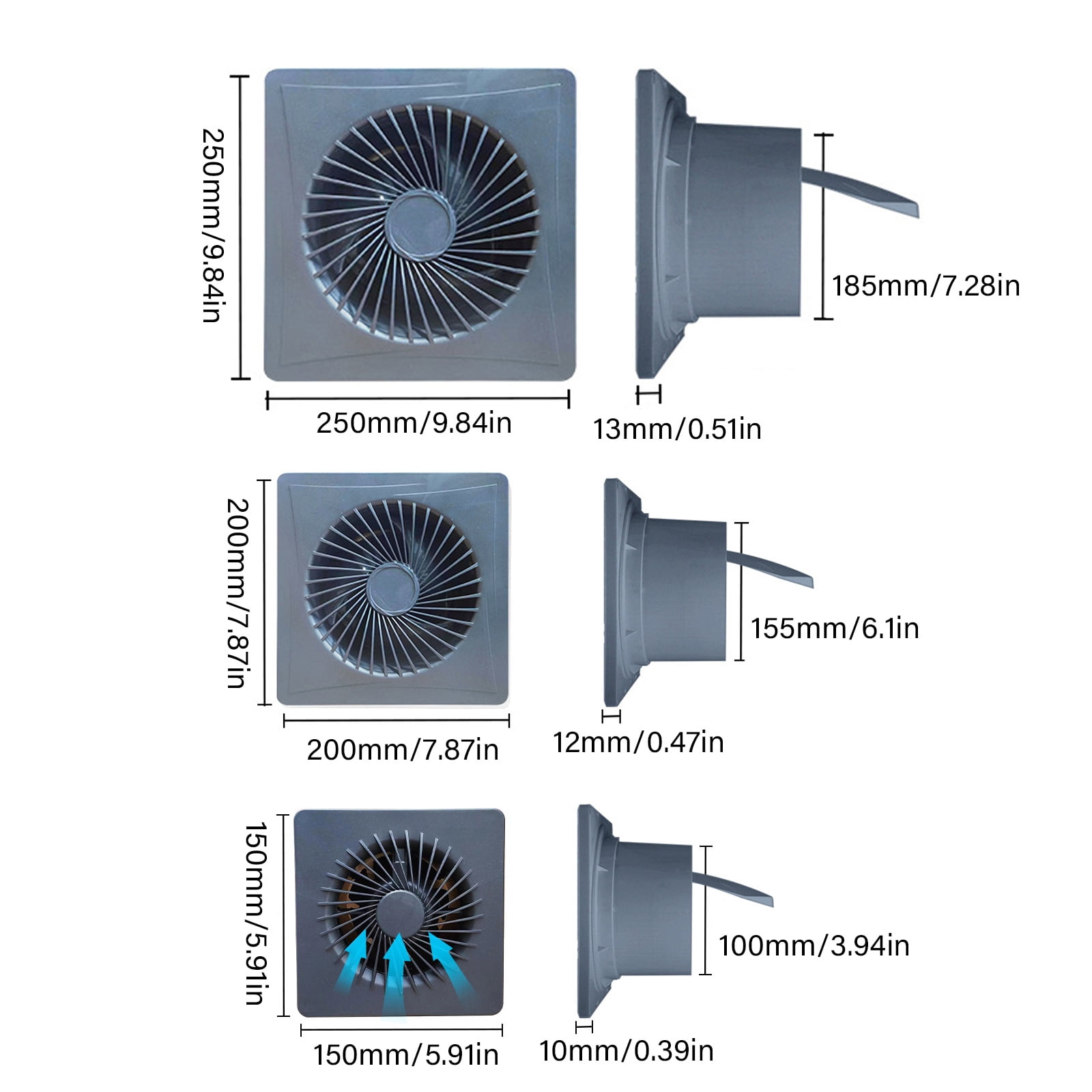 RUISINERY 12V Extractor Fan High Speed Air Vent Window Wall Fan Quiet Ventilation for Humidity Control in Kitchen Chicken House WC