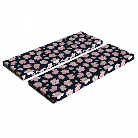 

Flower Bench Cushion Set of 2 Doodle of Sakura Flora Cherry Blossoms Standard Size Foam Pad and Decorative Cover Night Blue Pale Pink by Ambesonne