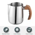 thumbnail image 3 of Milk Frothing Pitcher 600ml/1000ml Latte Art Cup Stainless Steel Latte Jug Thickened Espresso Milk Frothing Cup with Handle for Home, 3 of 8